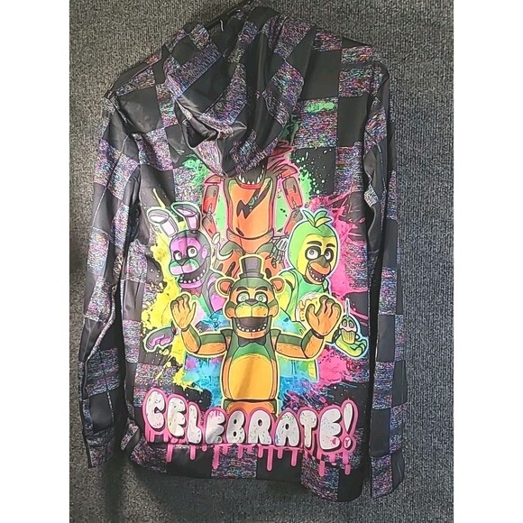 Five Nights At Freddys Game Over Mens Black Graphic Logo Hoodie Pullover AOP - Picture 4 of 9